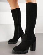 ideal Cizme Negre din imitație de piele întoarsă cu toc gros Falirelle