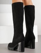 ideal Cizme Negre din imitație de piele întoarsă cu toc gros Falirelle