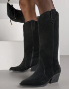ideal Cizme Negre din piele intoarsă Cowboy pe Toc Conic Sevra