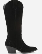 ideal Cizme Negre din piele intoarsă Cowboy pe Toc Conic Sevra