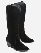 ideal Cizme Negre din piele intoarsă Cowboy pe Toc Conic Sevra