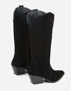 ideal Cizme Negre din piele intoarsă Cowboy pe Toc Conic Sevra
