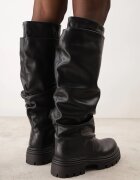 ideal Cizme plisate cu carâmb dublu pe talpă groasă cu profil Zahille Negre