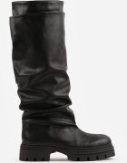 ideal Cizme plisate cu carâmb dublu pe talpă groasă cu profil Zahille Negre