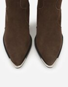 ideal Ghete Cowboy Maro închis din Piele Naturală Decorate cu Vârf Metalic Saberra