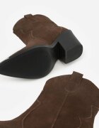 ideal Ghete Cowboy Maro închis din Piele Naturală Decorate cu Vârf Metalic Saberra