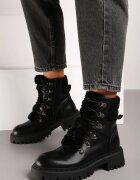 ideal Ghete trapper casual negre decorate cu blăniță pe limbă Charnas