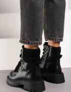 ideal Ghete trapper casual negre decorate cu blăniță pe limbă Charnas
