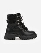 ideal Ghete trapper casual negre decorate cu blăniță pe limbă Charnas