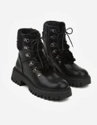 ideal Ghete trapper casual negre decorate cu blăniță pe limbă Charnas