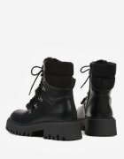 ideal Ghete trapper casual negre decorate cu blăniță pe limbă Charnas