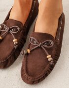 ideal Mocasini Maro cu Cusături Decorative Mărgele și Fundă Mountainthorne