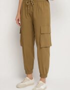 ideal Pantaloni Verde din Bumbac Tip Cargo cu Talie Înaltă Koloriela