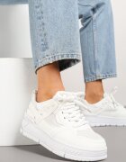 ideal Pantofi sport albi în stil streetwear cu talpă groasă Teniffia