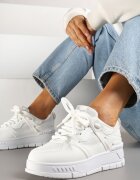 ideal Pantofi sport albi în stil streetwear cu talpă groasă Teniffia