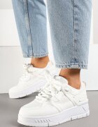ideal Pantofi sport albi în stil streetwear cu talpă groasă Teniffia