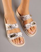 ideal Papuci bej casual cu bretele cu aplicații decorative Olloti