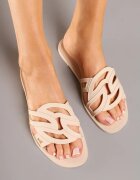 ideal Papuci Bej cu Model Geometric Luriossa