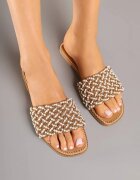 ideal Papuci bej închis cu Mărgele în Stil Boho Sorea