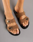 ideal Papuci Casual Maro cu Barete cu Aplicații Decorative Olloti