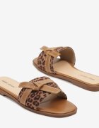 ideal Papuci leopard Ornați cu curea și nod Emwia