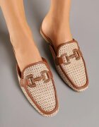 ideal Papuci Mule Maro-bej din tweed cu decorațiuni elegante Sonarena
