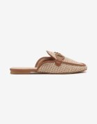 ideal Papuci Mule Maro-bej din tweed cu decorațiuni elegante Sonarena