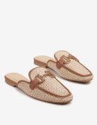 ideal Papuci Mule Maro-bej din tweed cu decorațiuni elegante Sonarena