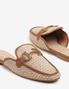 ideal Papuci Mule Maro-bej din tweed cu decorațiuni elegante Sonarena