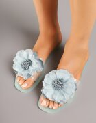 ideal Papuci Verde deschis cu Floare 3D și Zirconii Lurieta