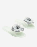 ideal Papuci Verde deschis cu Floare 3D și Zirconii Lurieta