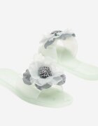 ideal Papuci Verde deschis cu Floare 3D și Zirconii Lurieta