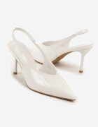 ideal Sandale Albe Lăcuite cu Toc Stiletto fără Călcâi Fenesia