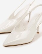 ideal Sandale Albe Lăcuite cu Toc Stiletto fără Călcâi Fenesia