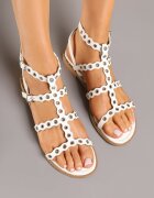 ideal Sandale Albe stil gladiator cu nituri Divonne