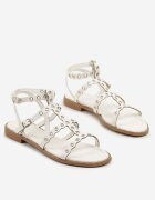 ideal Sandale Albe stil gladiator cu nituri Divonne