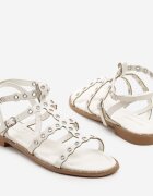 ideal Sandale Albe stil gladiator cu nituri Divonne