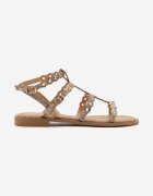 ideal Sandale Aurii cu imprimeu șarpe tip gladiator cu ținte Divonne