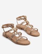 ideal Sandale Aurii cu imprimeu șarpe tip gladiator cu ținte Divonne