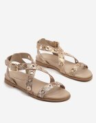 ideal Sandale Aurii cu model de șarpe cu ornamente metalice Orrilessa