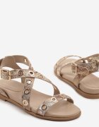 ideal Sandale Aurii cu model de șarpe cu ornamente metalice Orrilessa