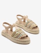 ideal Sandale Bej cu Talpă Groasă cu Împletitură în Stil Boho Orrule