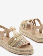 ideal Sandale Bej cu Talpă Groasă cu Împletitură în Stil Boho Orrule