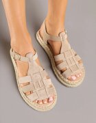 ideal Sandale Bej închis cu talpă groasă cu împletitură stil Boho Orrule