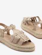 ideal Sandale Bej închis cu talpă groasă cu împletitură stil Boho Orrule