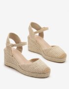 ideal Sandale bej închis stil espadrilă cu pană împletită Reflara