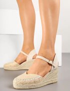 ideal Sandale Bej stil espadrile cu pană Nanaris