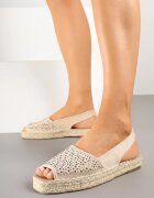 ideal Sandale Bej tip Espadrile cu Talpă Împletită Decorate cu Zirconii Aneolena