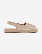 ideal Sandale Bej tip Espadrile cu Talpă Împletită Decorate cu Zirconii Aneolena