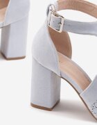 ideal Sandale Botine Albastre cu toc gros cu cataramă Ciariva
